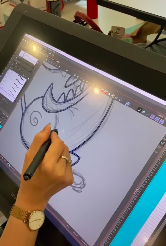 Then the artists trace the drawings again before sending them to France for post-production.
