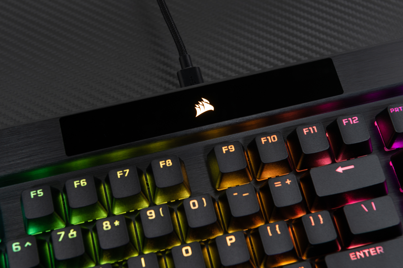 Corsair logo on K70 RGB Pro keyboard