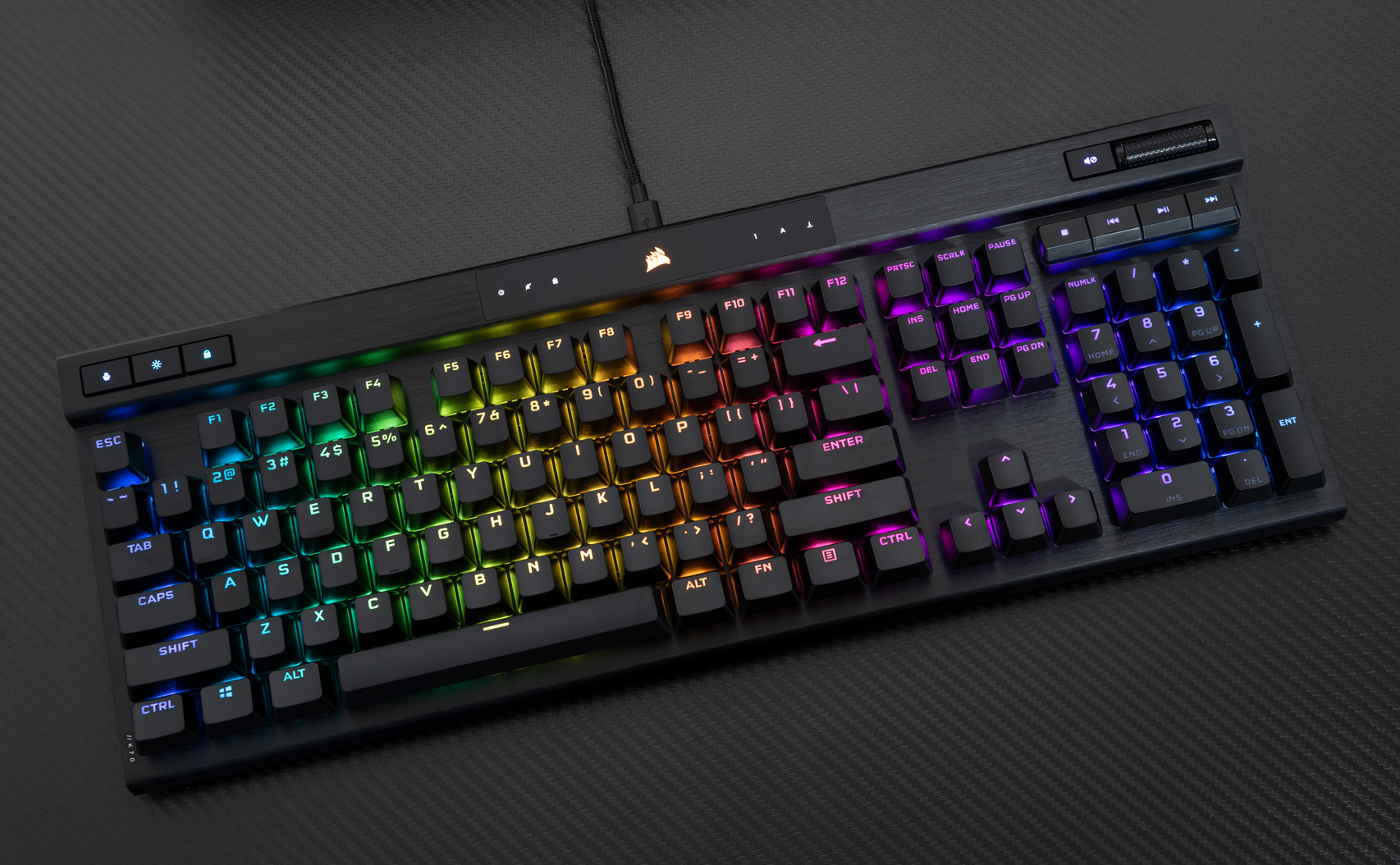 Bottom design of Corsair K70 RGB Pro keyboard