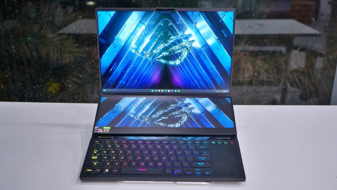 ROG Zephyrus Duo 16 Review: Dual Screens and Beastly Power 1 ROG Zephyrus Duo 16 laptop with dual screens