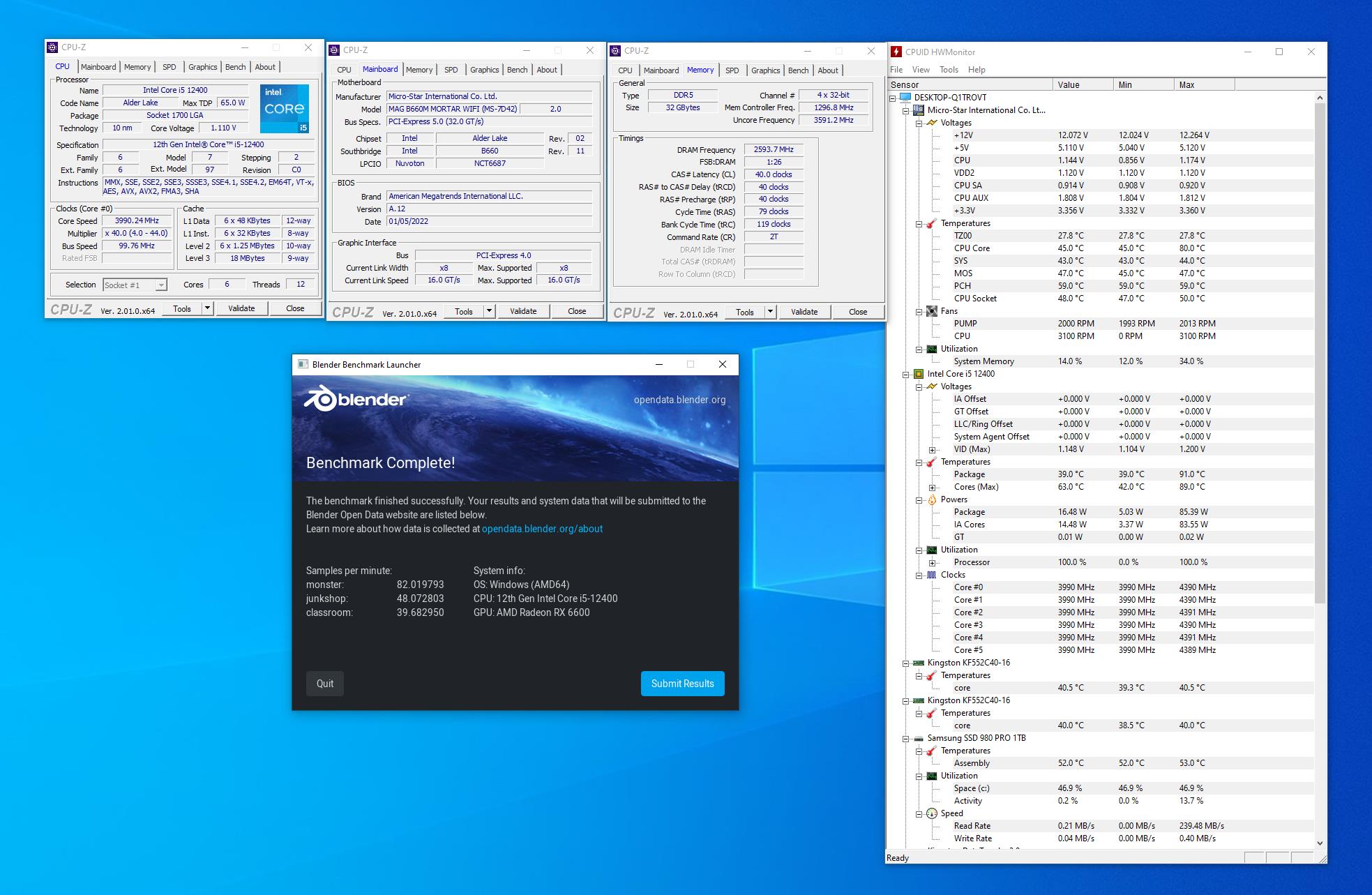 MSI MAG B660M MORTAR WIFI Review: Solid Mid-Range Board for Intel 12th Gen 5 Blender benchmark results are also solid