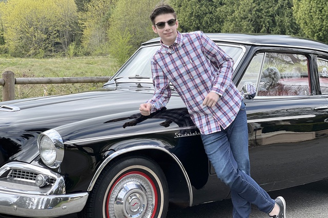 14-Year-Old Autistic Photographer Wows with Toy Car Shots 1 Anthony Schmidt standing next to his vintage Studebaker car - Photo: anthonyryanschmidt.com