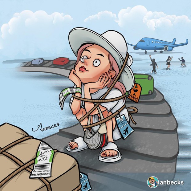 TikTokers Slammed for Stunts at Airports to Grab Views 1 A female TikToker poses with a playful expression while sitting on a baggage carousel at the airport. Due to her thoughtless action, she is now the focus of online criticism. - Illustration: Anbecks