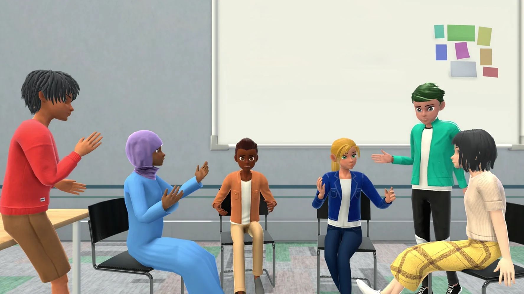 Teacher managing virtual class in UNIVERSE