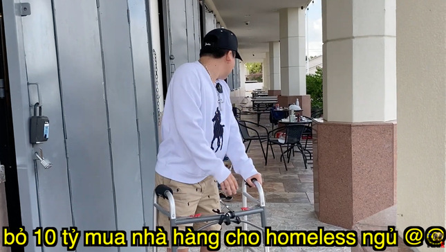 Abandoned restaurant with homeless person