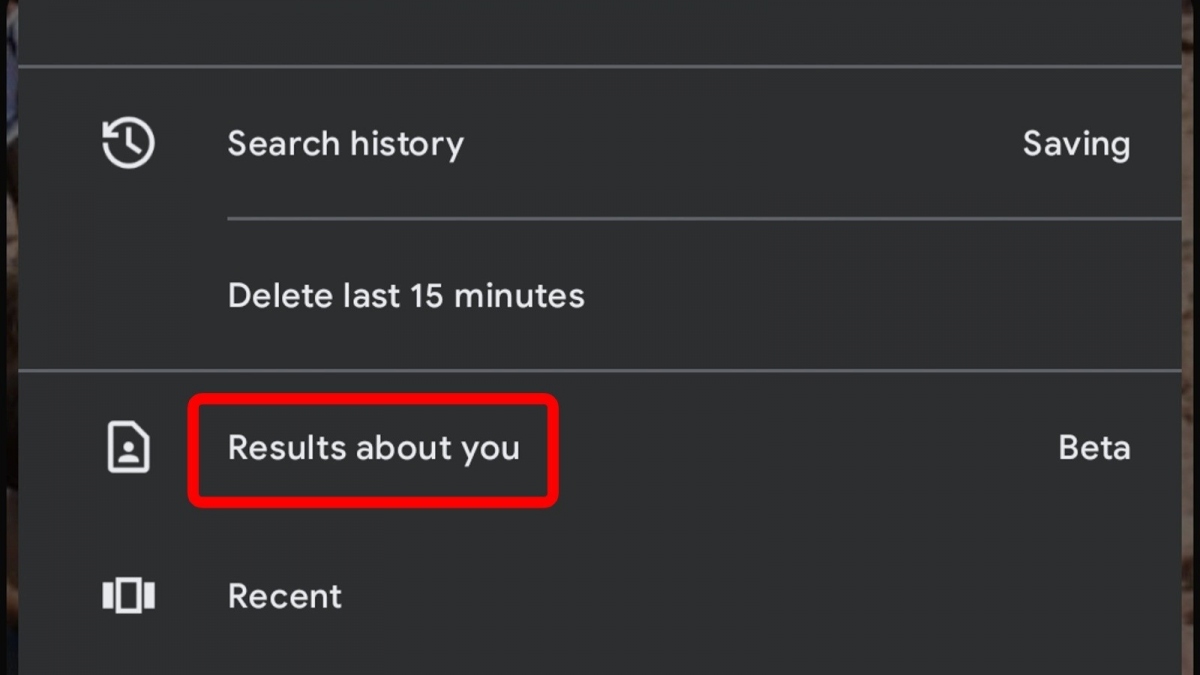 Google app personal results removal