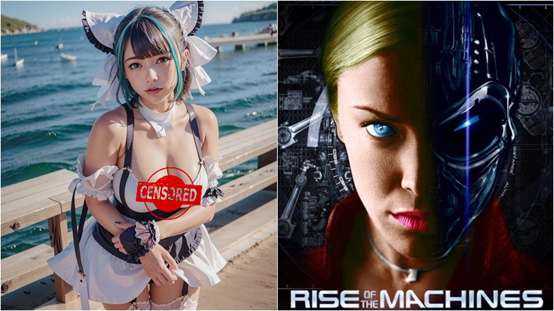 Illustration of AI-generated image (left) and character from Terminator 3