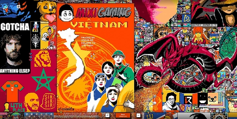 Vietnamese users unite to create Vietnam map on R/place. (Screenshot)