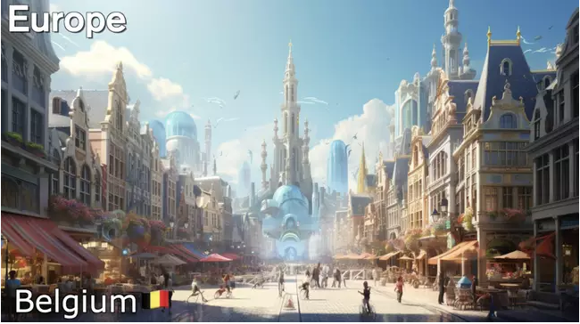 Belgium in the year 5000 looks like a fairy tale kingdom. Buildings keep their classic roofs mixed with modern designs, making visitors feel like they’ve stepped into a magical land.