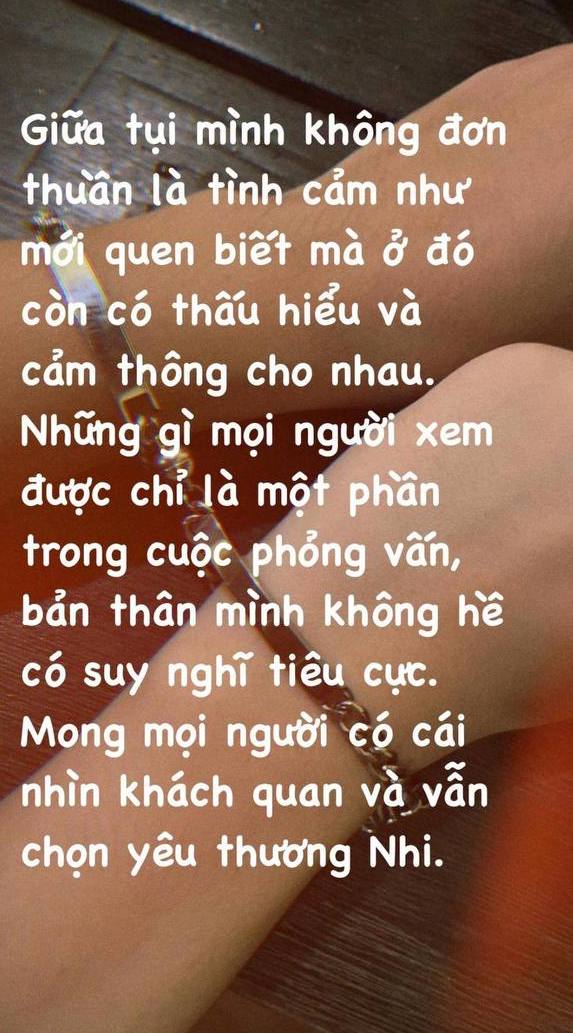 Anh Kiệt defends his girlfriend and their relationship