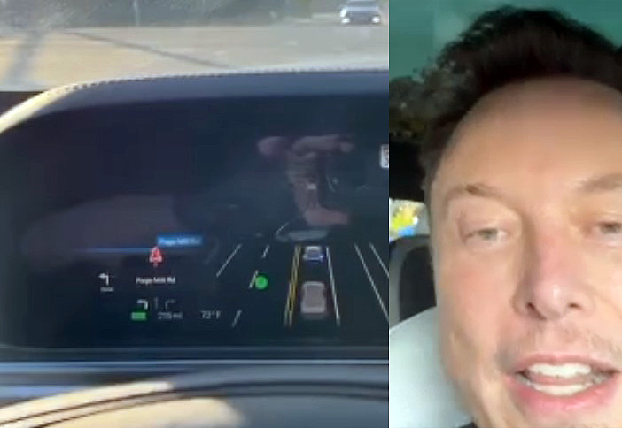 Elon Musk Tesla self-driving demo