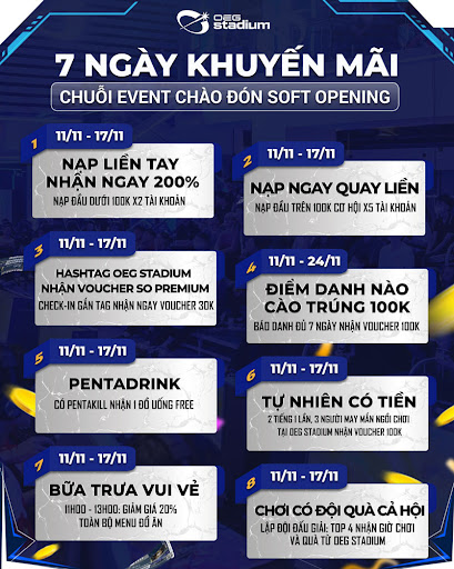 A lineup of exciting promo events during OEG Stadium’s Soft Opening week welcomes gamers to experience the venue.