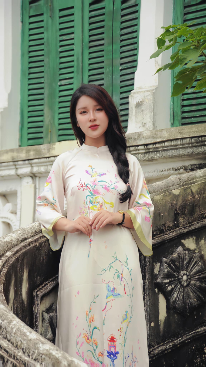 Tran Thanh Nga in different ao dai styles