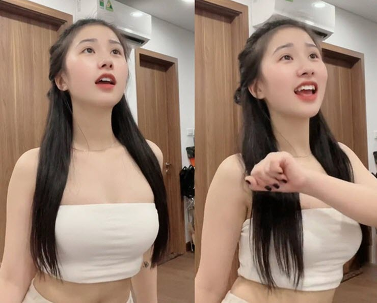 TikTok Star Tiểu Hý Faces Backlash Over New Look 1 Tiểu Hý in a white tube top dancing