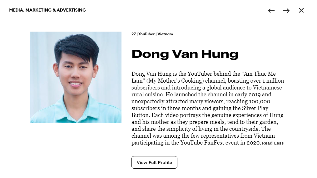 Vietnamese YouTuber Makes Forbes 30 Under 30 Asia 1 Dong Van Hung featured in Forbes 30 Under 30 Asia