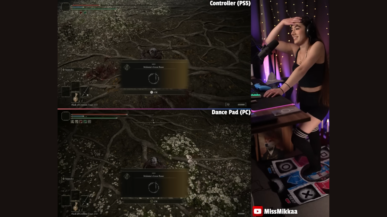 Streamer MissMikkaa Beats Elden Ring DLC Using Dance Pad 2 MissMikkaa using a dance pad controller