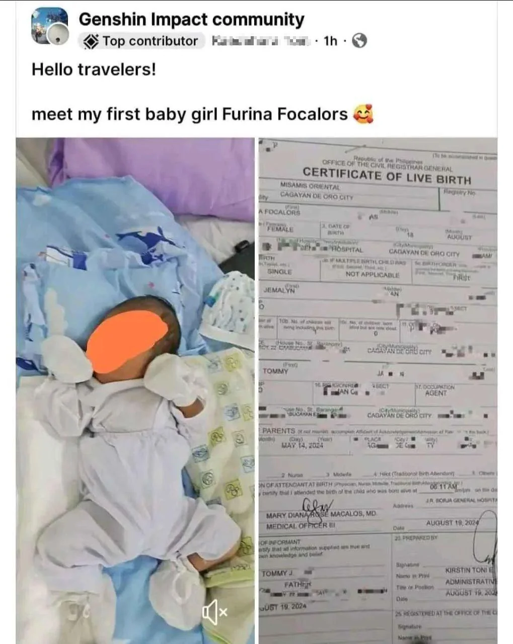 Genshin Impact Fan Names Daughter After Favorite Character 1 Philippine gamer names daughter after a Genshin Impact character.