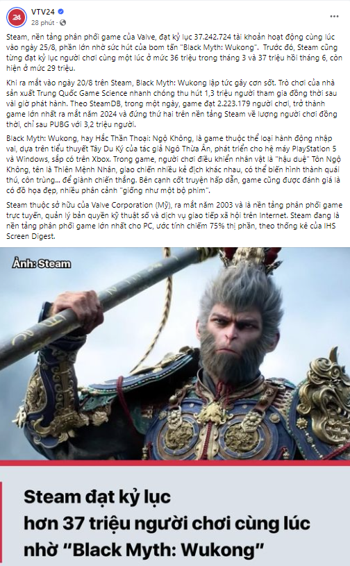 Black Myth: Wukong Breaks Records and Hits Mainstream Media 2 VTV24 coverage of Black Myth: Wukong
