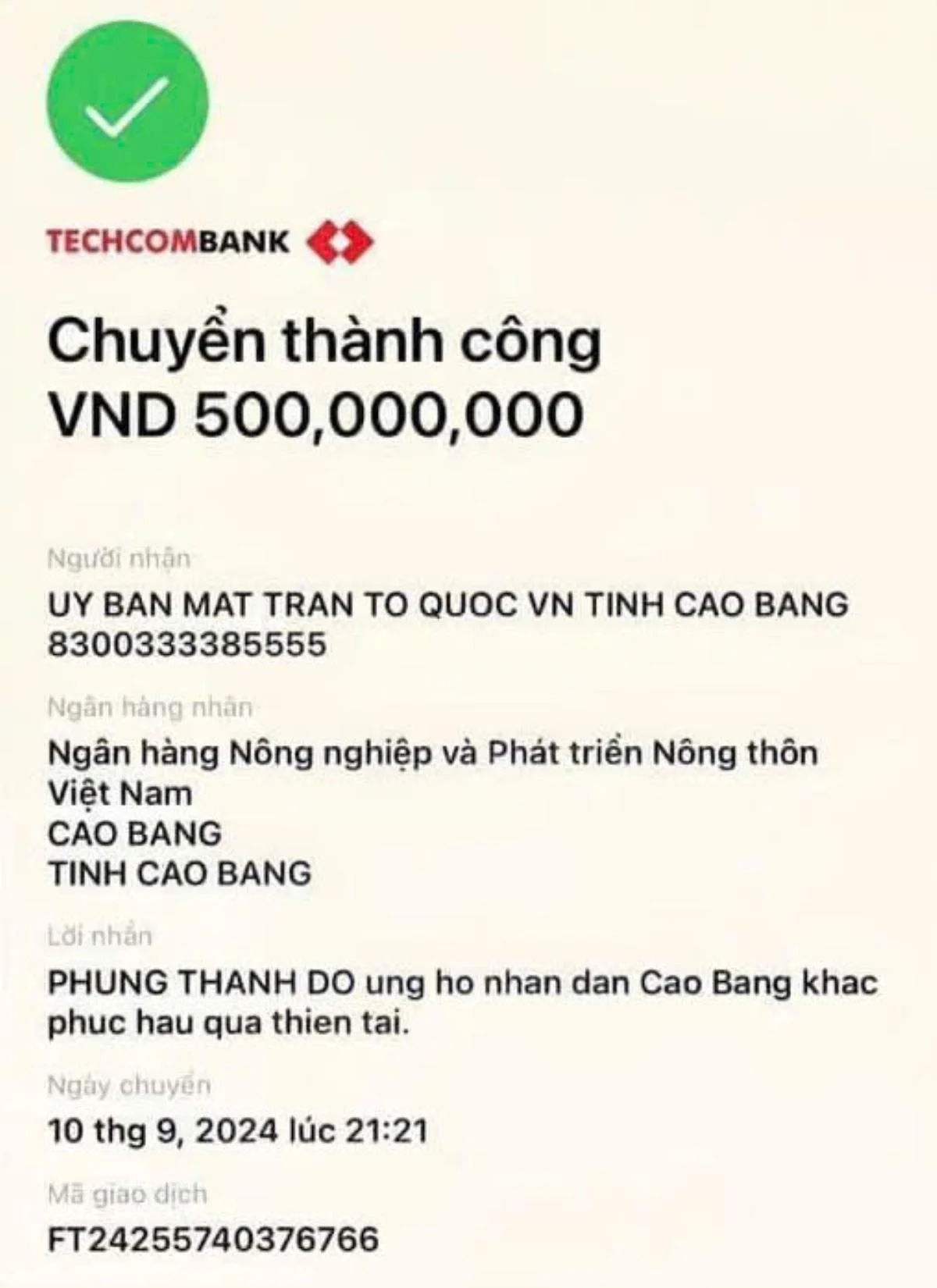 Độ Mixi charity donation