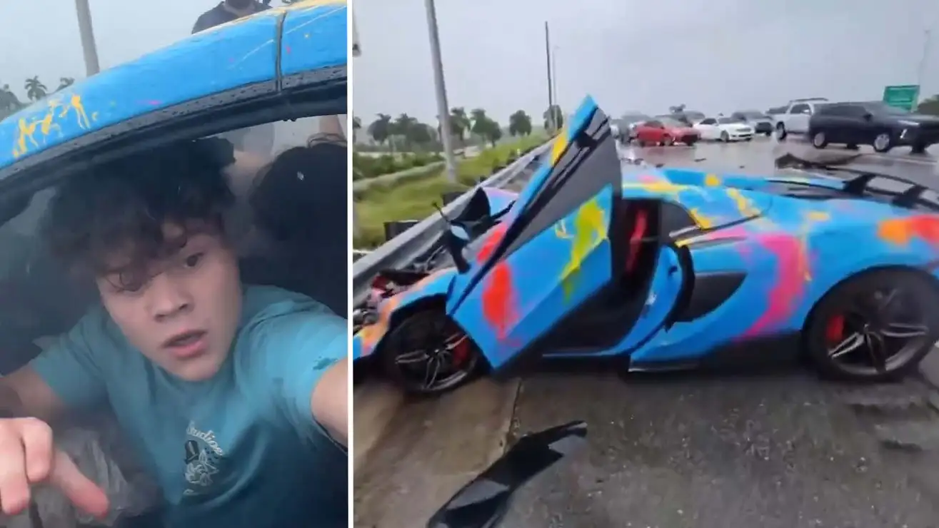 Damage from the crash on the highway