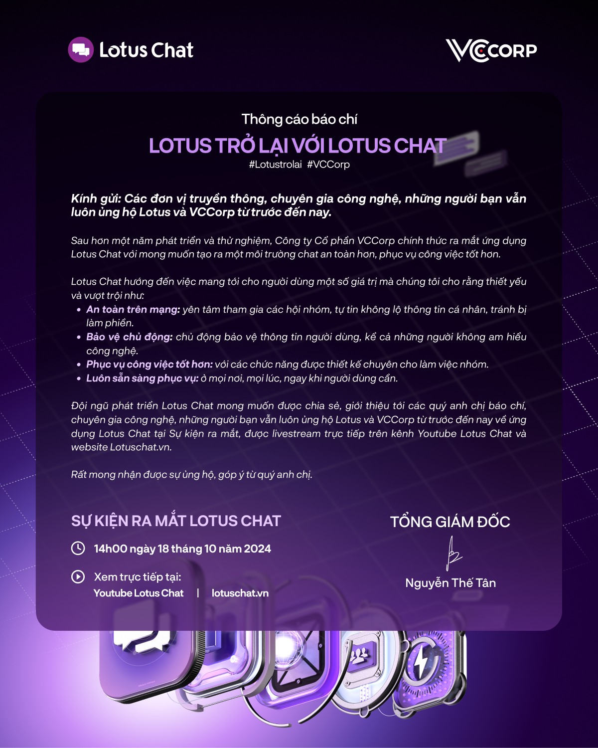 Lotus Chat Launches as a Fast, Secure Vietnamese Messaging App 1 Lotus Chat app interface