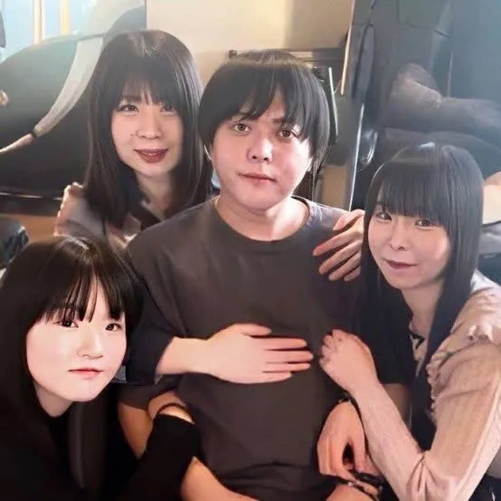 Ryuta Watanabe with his wives and girlfriends