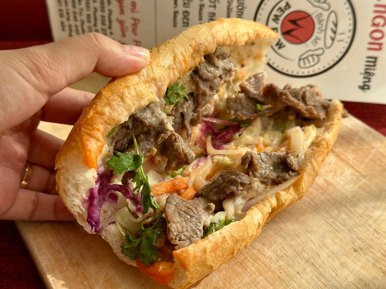 Black Pepper Beef Banh Mi.