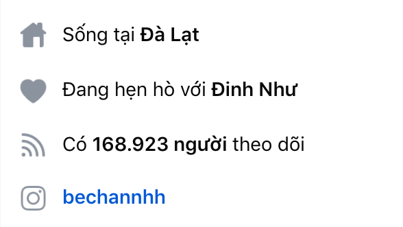 Screenshot of Bé Chanh's social media