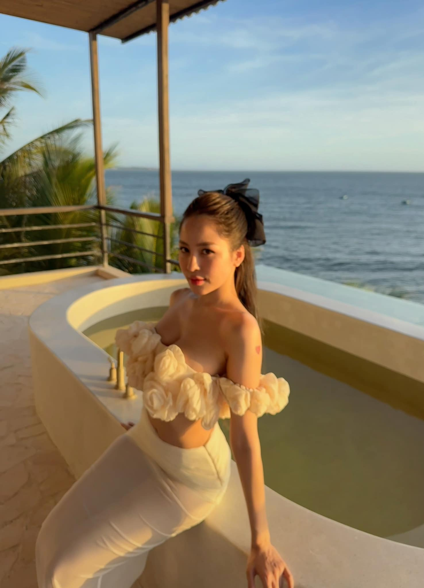Trâm Anh in a revealing yet elegant dress