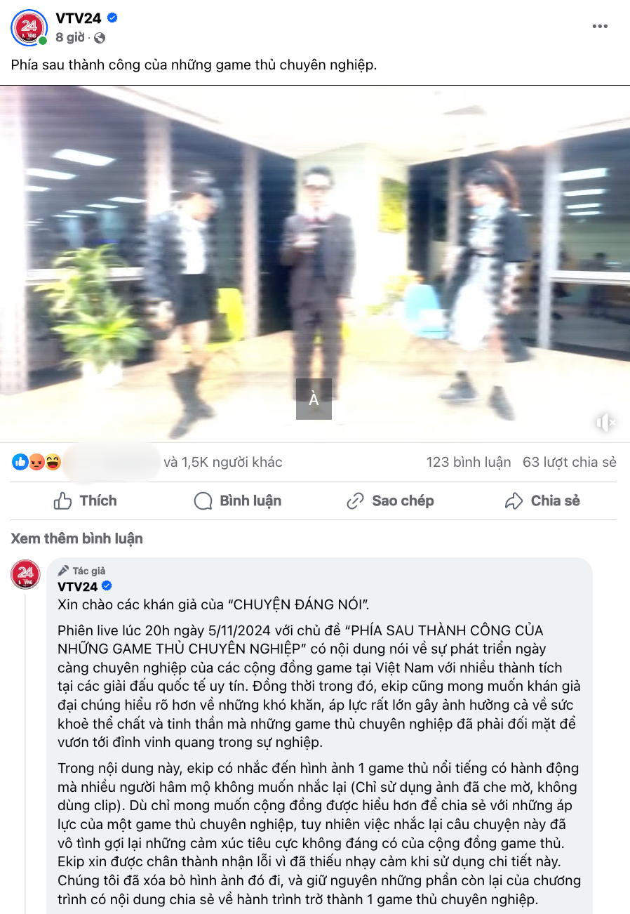 VTV24 Apologizes for Sensitive Gamer Image in Livestream 1 VTV24 team apologizes for using sensitive image in a program (Screenshot).