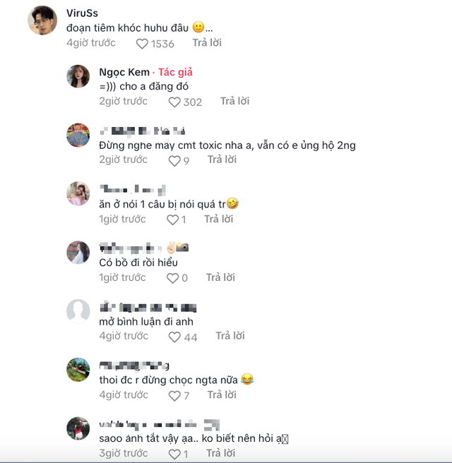 Ngoc Kem Hospitalized at Midnight, ViruSs Responds 5 ViruSs comment on Ngoc Kem's TikTok