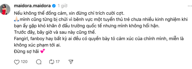 Mai Dora Speaks Out Amid T1 and Fan Drama 2 Mai Dora's post on forum