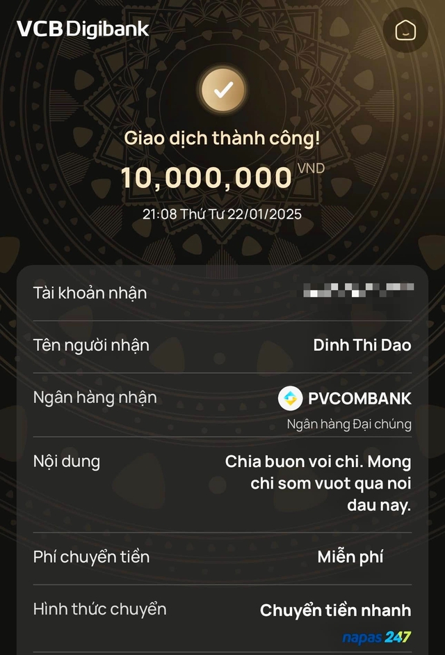Khoa Pug Supports Grieving Shipper’s Family with Heartfelt Donation 3 Khoa Pug's donation screenshot