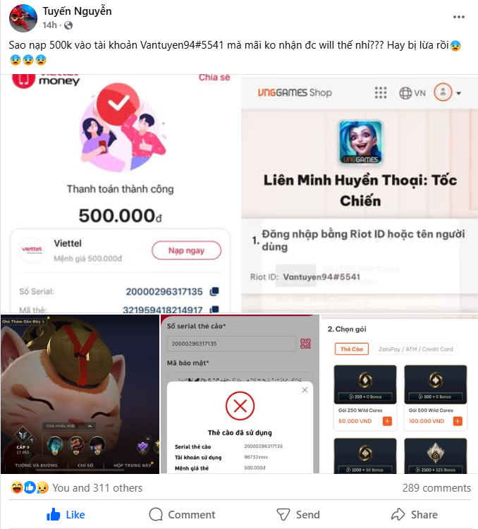 VNG Gamer Loses Money to Scam on New Year's Day 3 Original post shared by the unlucky gamer.