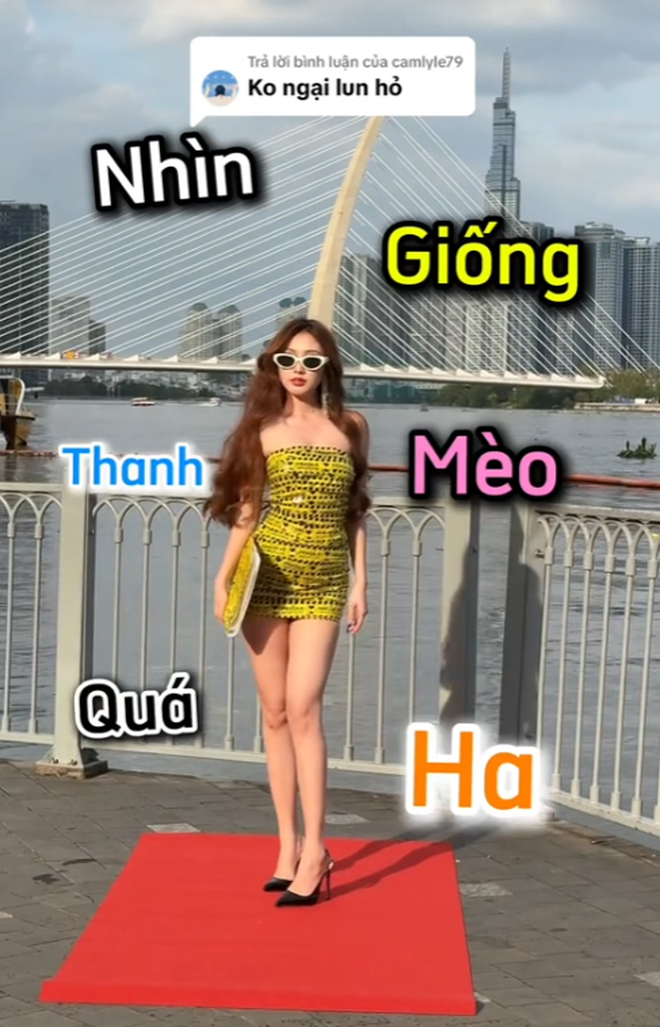 Thanh Mèo Goes Viral in Tight Tape Dress, Reveals Shy Side 7 Thanh Mèo on set