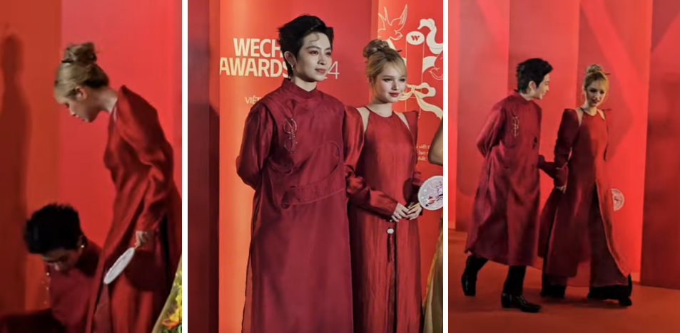 Xoài Non and Gil Lê Hint at Wedding Plans at WeChoice Awards 2 Xoài Non and Gil Lê holding hands