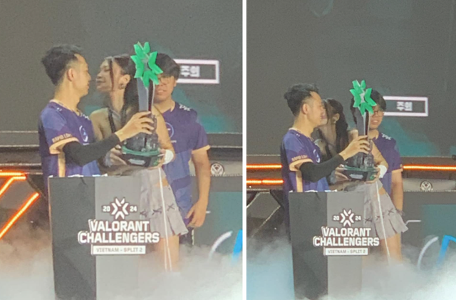 Esports MC Nana Kisses Pro Player Suka on Stage After Big Win 1 Esports MC Nana kisses pro player Suka on stage