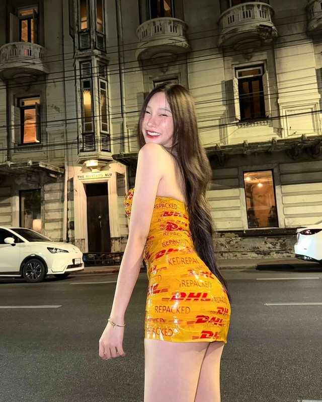 Thai Hot Girl Stuns Fans with Bold Tape Dress Trend 10 Natpaphat Ounboontan in daring tape dress pose