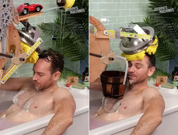 YouTuber Builds Robot to Do His Bathing for Him 3 Joseph operating his bathing robot