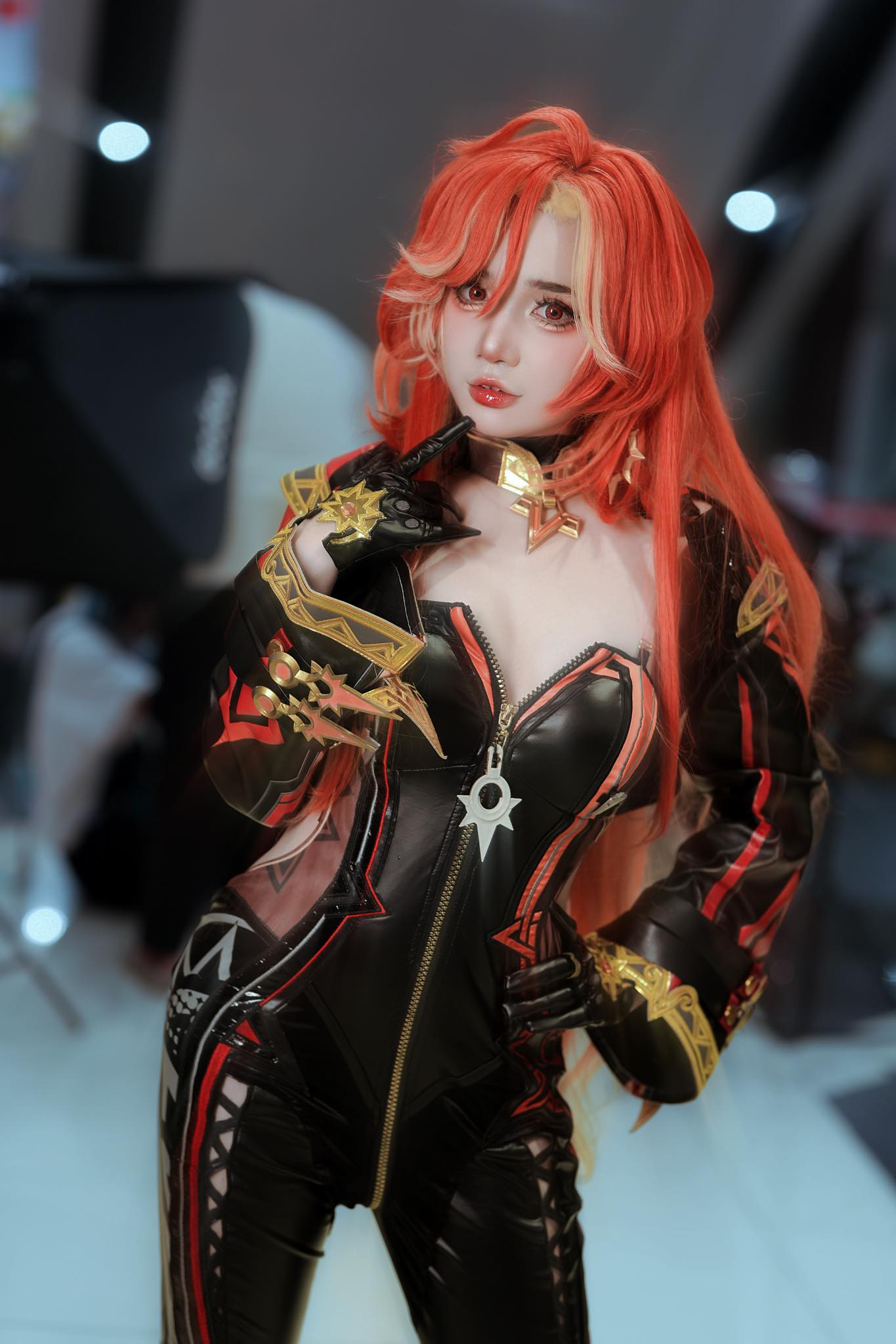 Sexy cosplay outfit highlighting curves