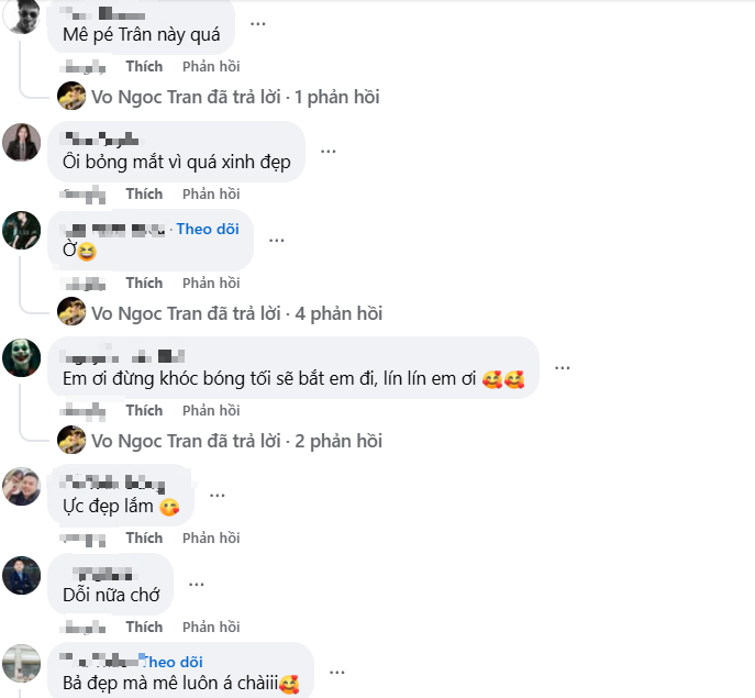 Võ Ngọc Trân’s Playful Pout Wins Fans’ Hearts 5 Screenshot of fan interactions on Võ Ngọc Trân's post