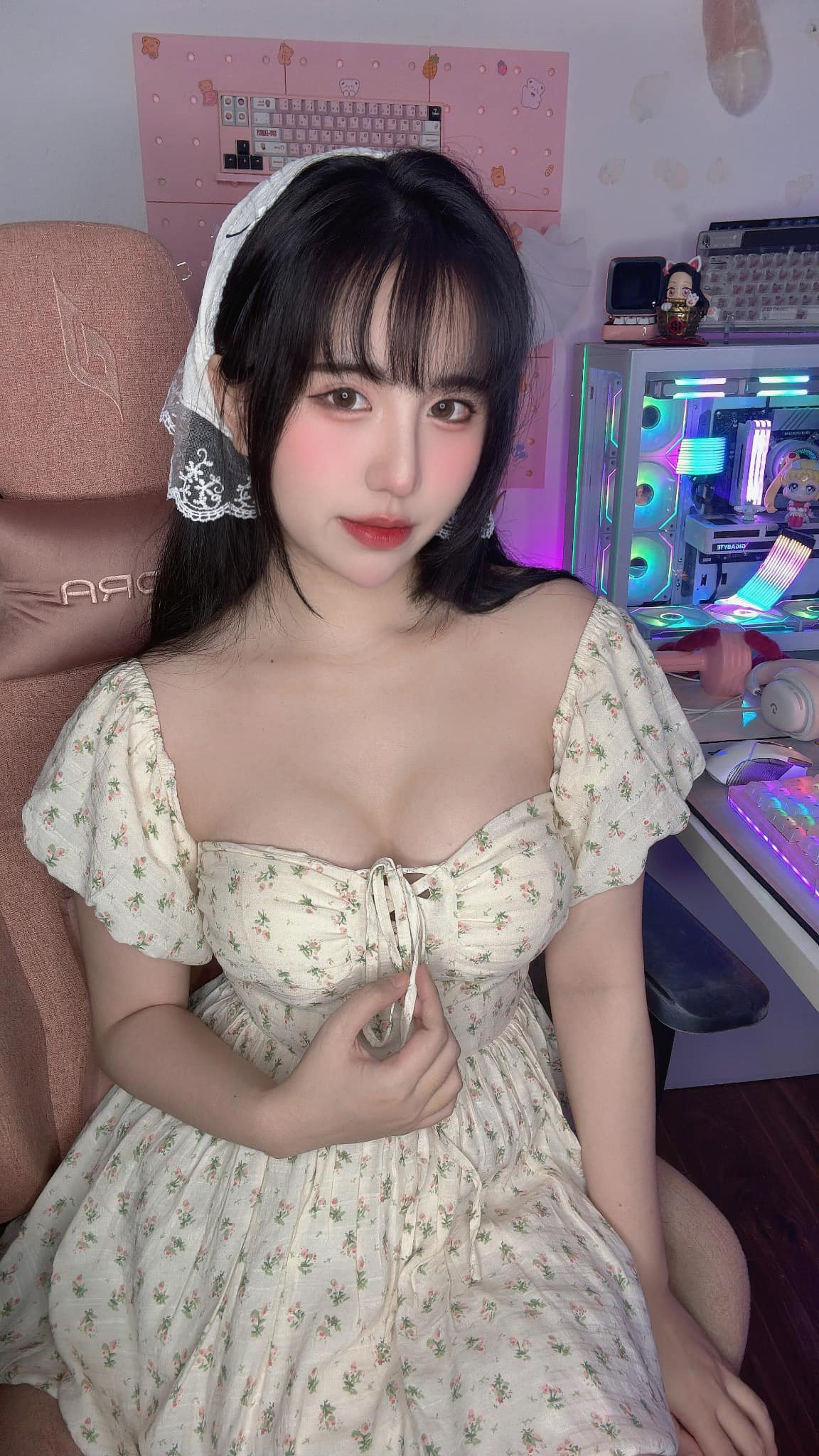 Streamer Tiểu An Nails the Perfect Gaming Setup for Big Views 8 Tiểu An's gaming corner with plush toys