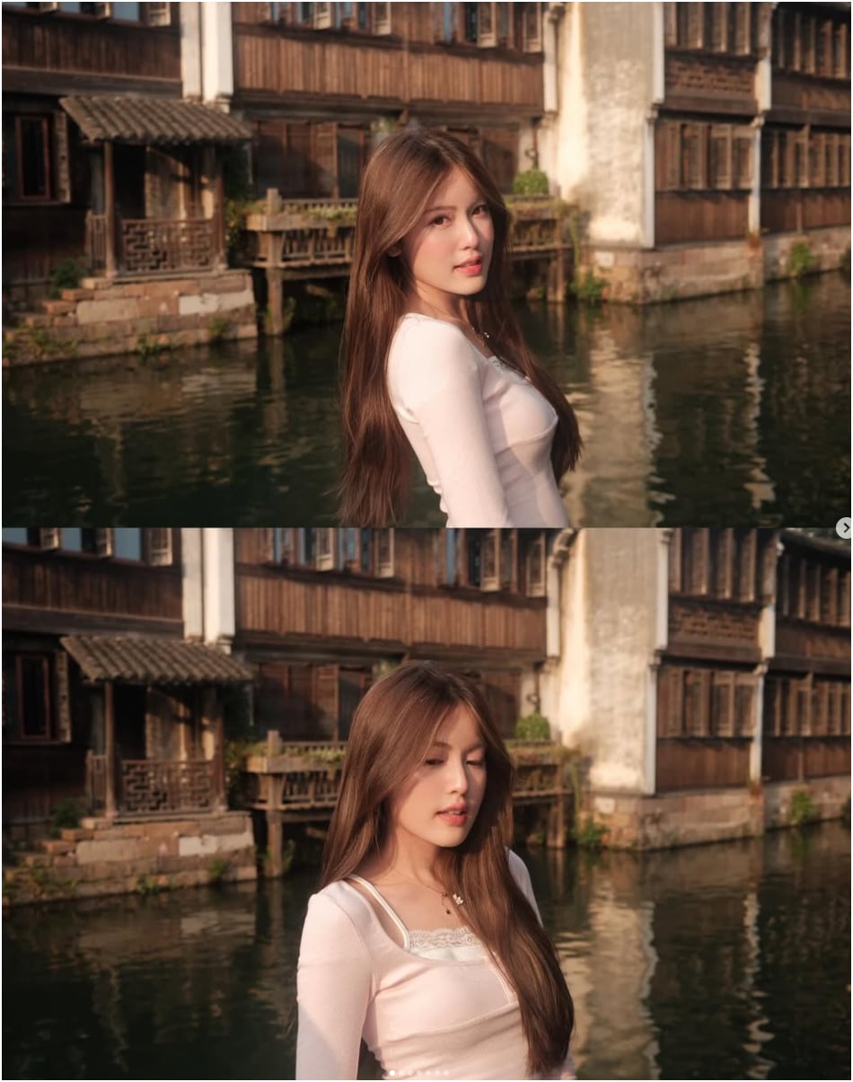 Tăng Mỹ Hàn’s Dreamy Photos Win Fans Back After Drama 7 Tăng Mỹ Hàn posing outdoors in stylish outfit