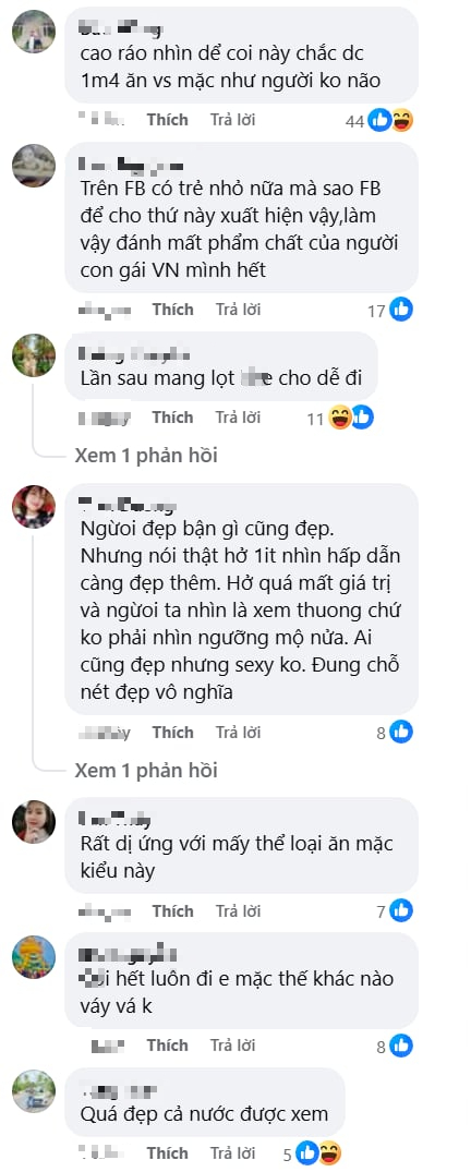Comments criticizing the girl's outfit