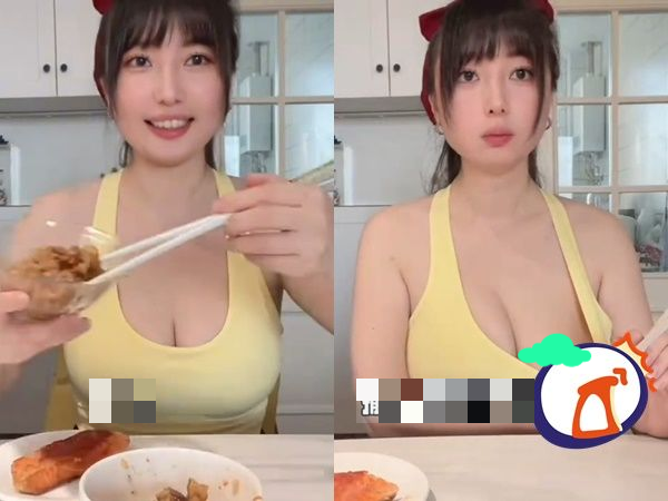 Close-up of streamer during mukbang