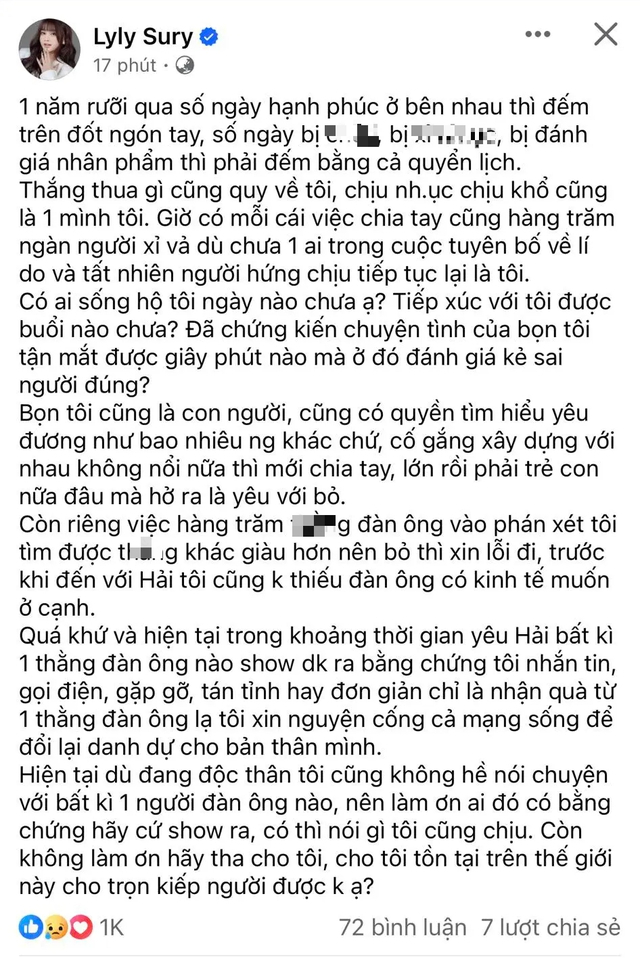 LyLy Sury reflecting on her past relationship