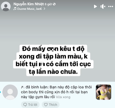 Gym Star Kim Nhiet Claps Back at Surgery Rumors 5 Kim Nhiet Instagram story denying surgery