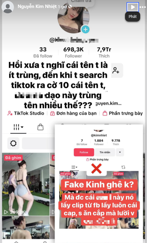 Gym Star Kim Nhiet Claps Back at Surgery Rumors 8 Screenshot of fake accounts