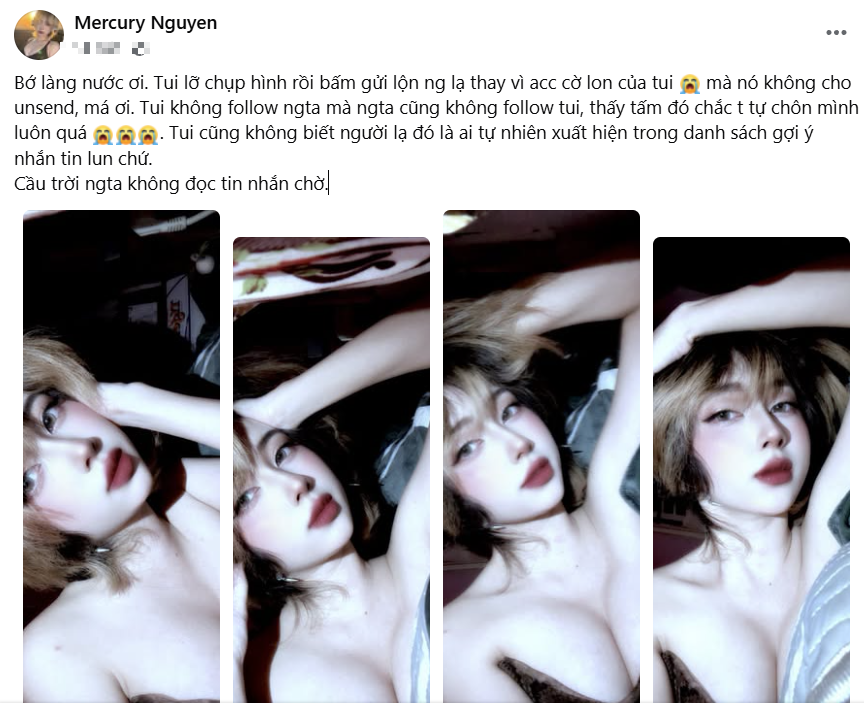 Screenshot of Mercury Nguyễn's message about the accidental photo send