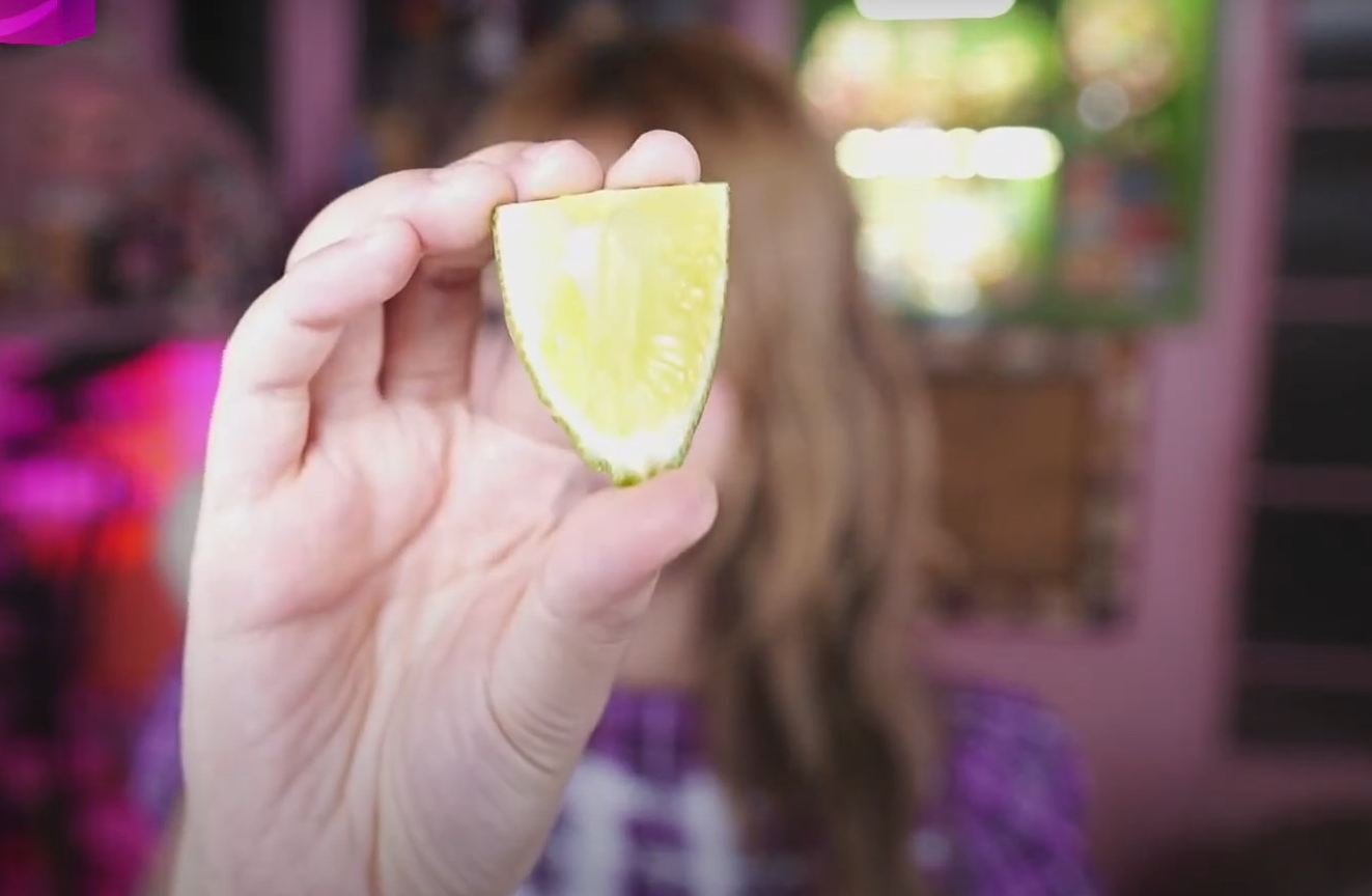 After tiring herself out, she faced an even tougher challenge: eating a lemon.
